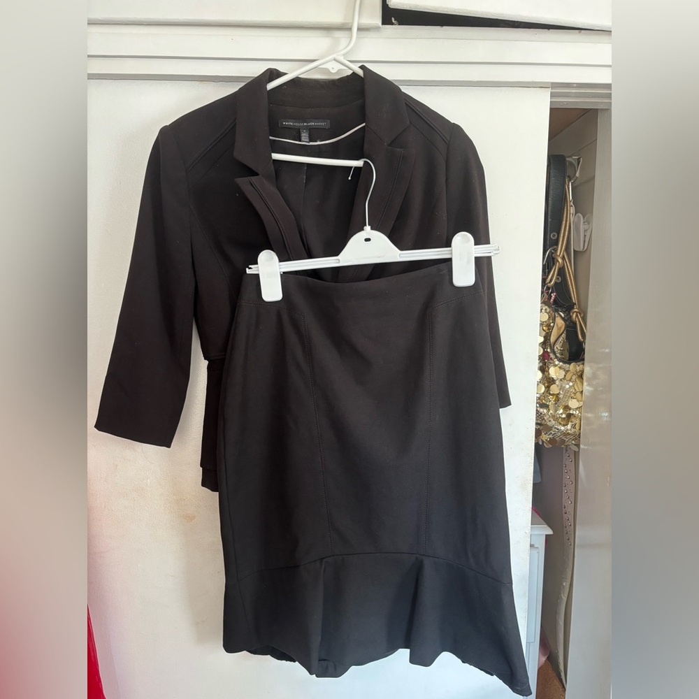 White House Black Market Elegant Black Jacket And Skirt Set